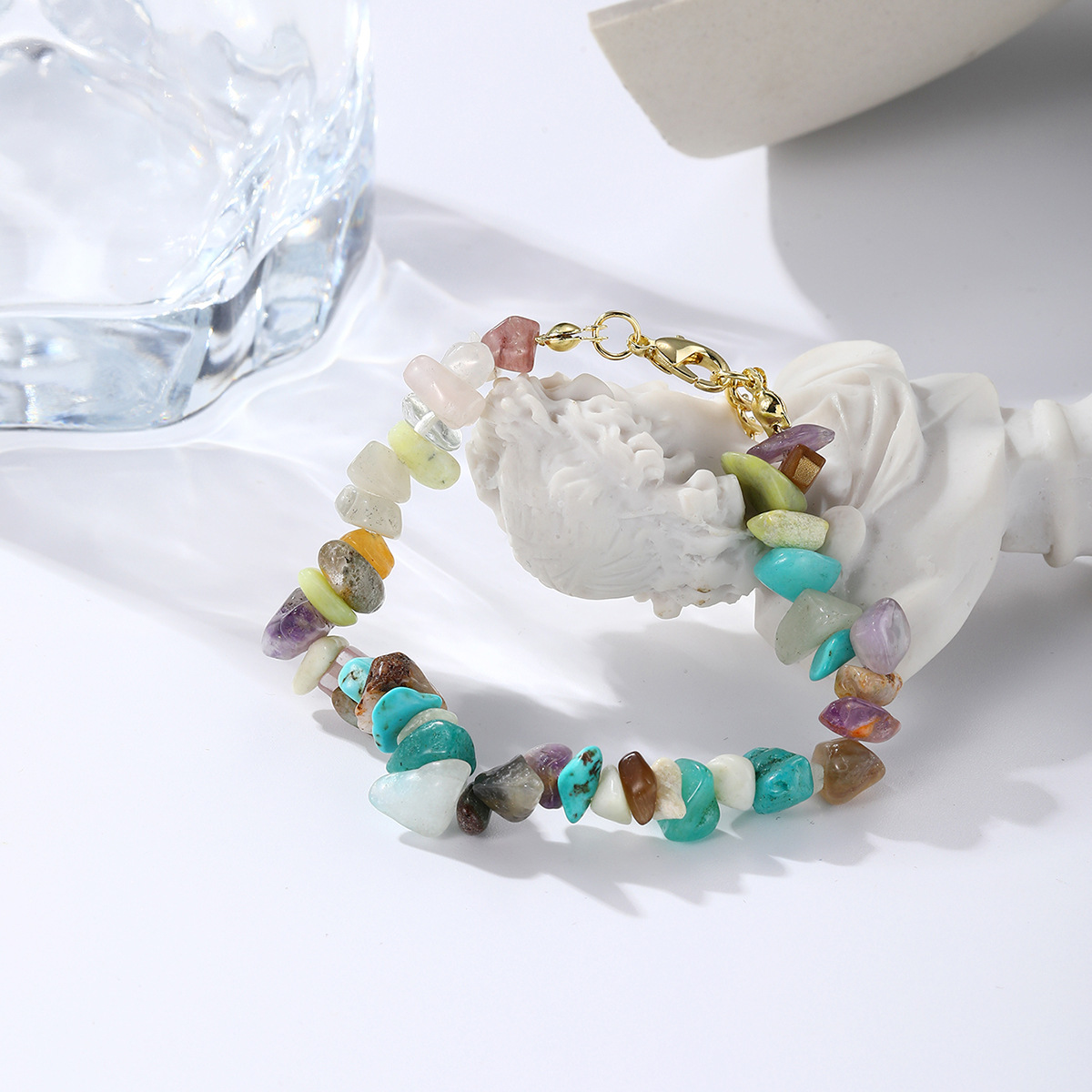 jewelry Bohemian colored gravel bracelet jewelry natural stone bracelet_voghion.com