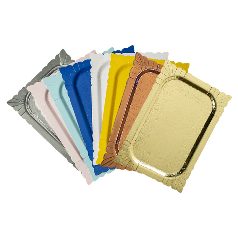 Factory wholesale disposable rectangular paper plate Snakeskin lace printing pattern cake plate paper tray cake tableware