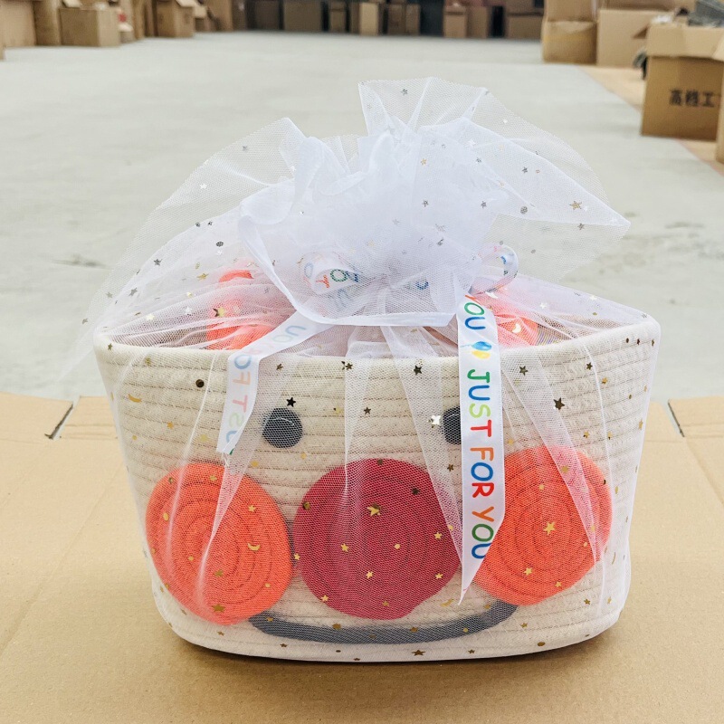 卸売レインボーポータブルバスケット赤ちゃん満月ギフト子供の百日宴会お土産織り誕生日ギフトボックス|undefined