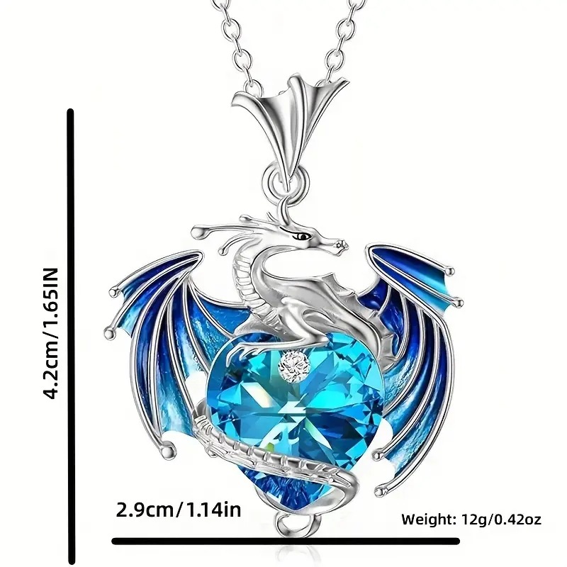 Casual Cartoon Style Heart Shape Dragon Alloy Plating Women's Pendant Necklace display picture 1