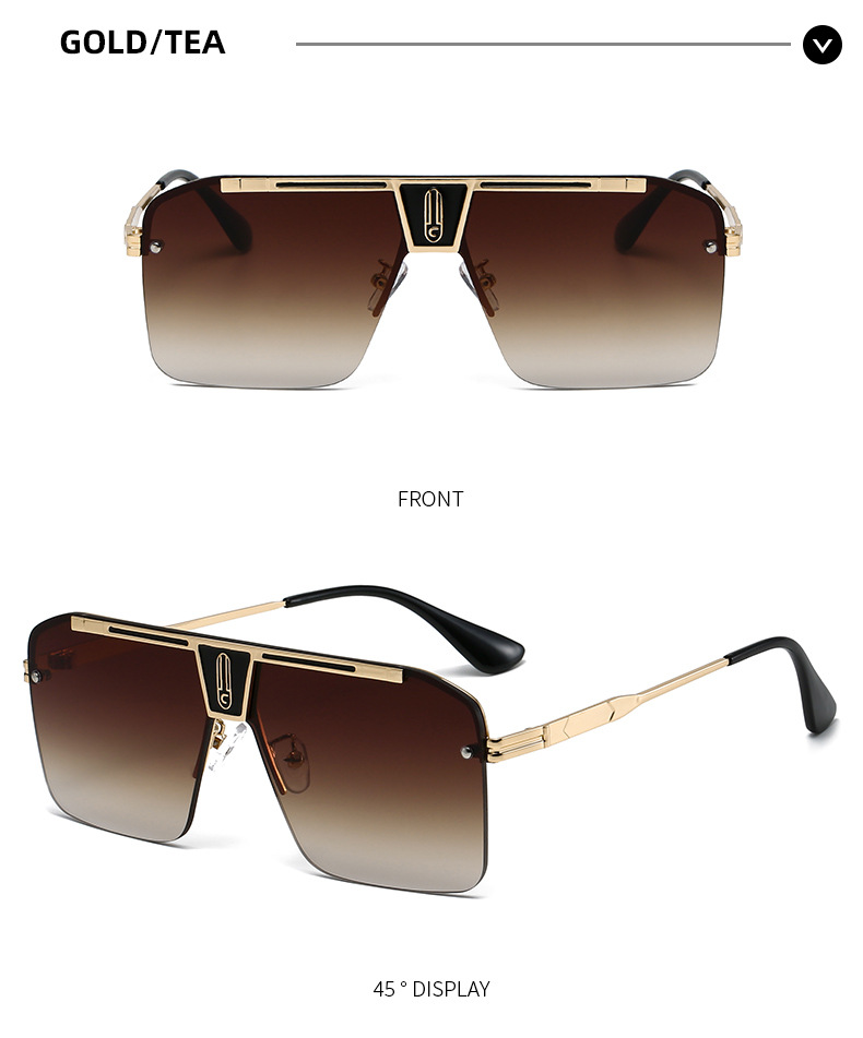Exaggerated Style Exaggerated Solid Color PC UV400 Protection Square Full Frame Men's Sunglasses