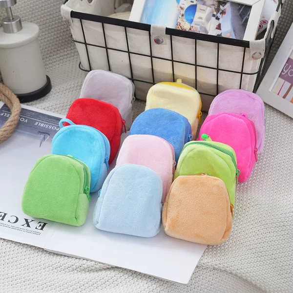 Candy Color Pendant Kidsren's Small School Bag Baby Plush Kids Mini Coin Purse Kidsren's Headphone Bag Cute Cartoon