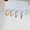 Metal design chain, brand earrings, Japanese and Korean