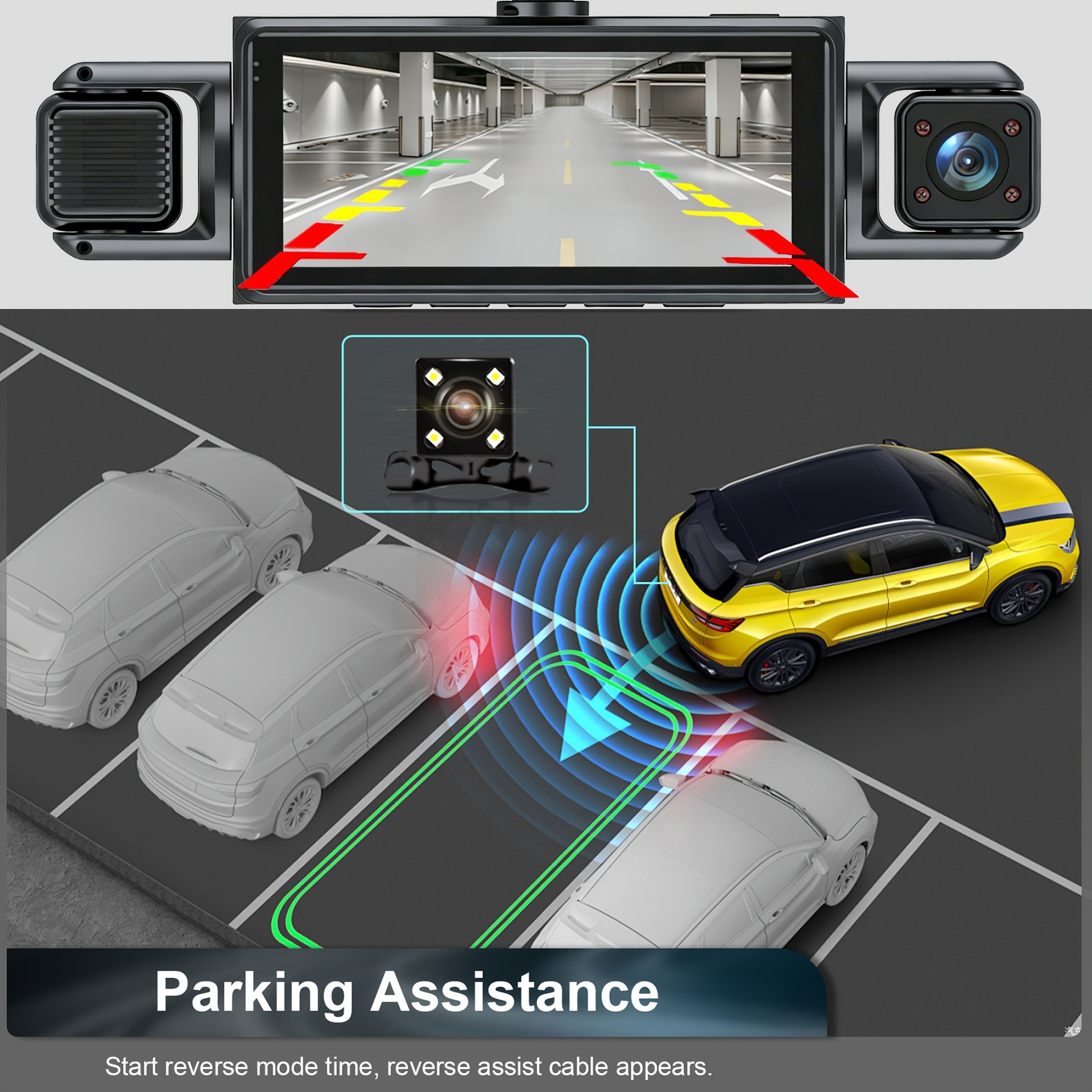 Panoramic four-camera dashcam with high-definition night vision for front, rear, left, and right, and reverse camera, factory direct supply at a favorable price