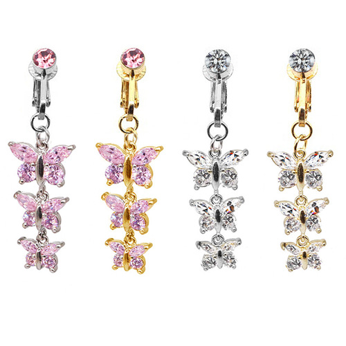 Gaibei European and American cross-border butterfly belly button ring rabbit belly button ring heart-shaped belly button ring non-hole piercing ear clip dual use