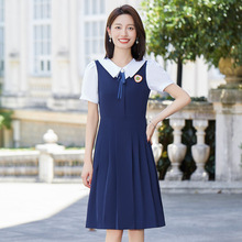 职业装娃娃领连衣裙幼儿园教师园服夏季气质幼师a字裙老师工作服