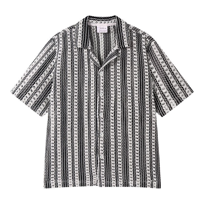 2026 verano transfronterizo Amazon 3D hombre suéter de manga corta jersey cardigán de punto camisa de manga corta de solapa