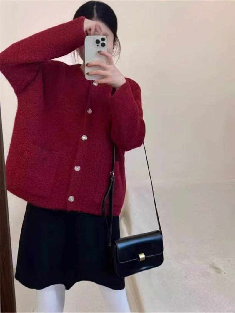 24 invierno Puyuan coreano de alta calidad suéter de cuello redondo para mujeres 2024 nuevo otoño y invierno