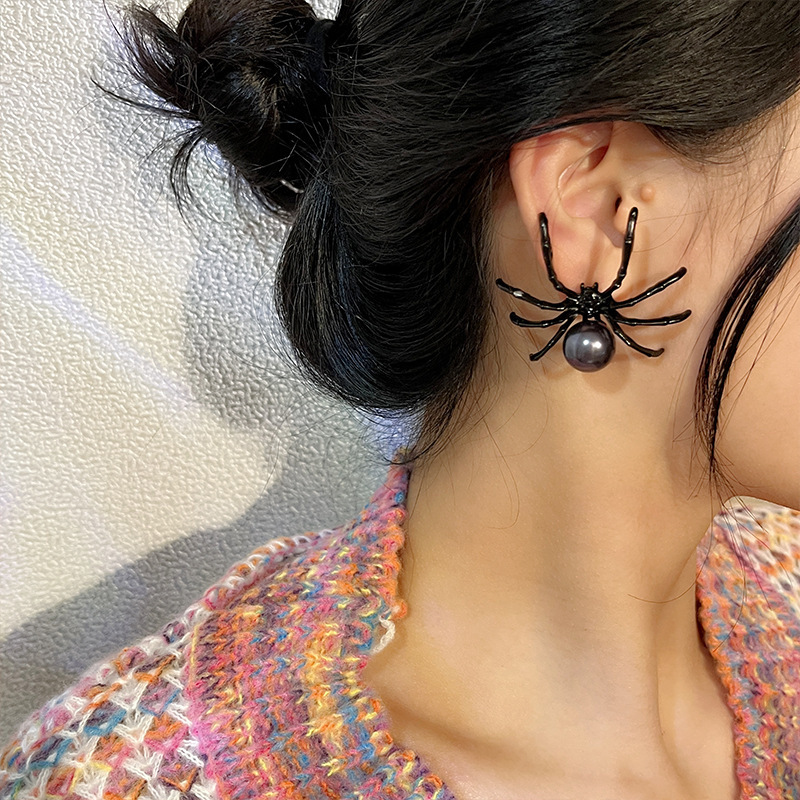 Retro Punk Gothic Bat Spider Skull Drop Earrings For Halloween_voghion.com