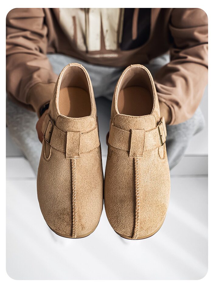 Giày lười nam mũi tròn phong cách retro, dễ xỏ, chống trượt, gót vừa 3-5 cm — 2873 màu kaki, 2873 màu vàng, 2873 màu đen chi tiết 17