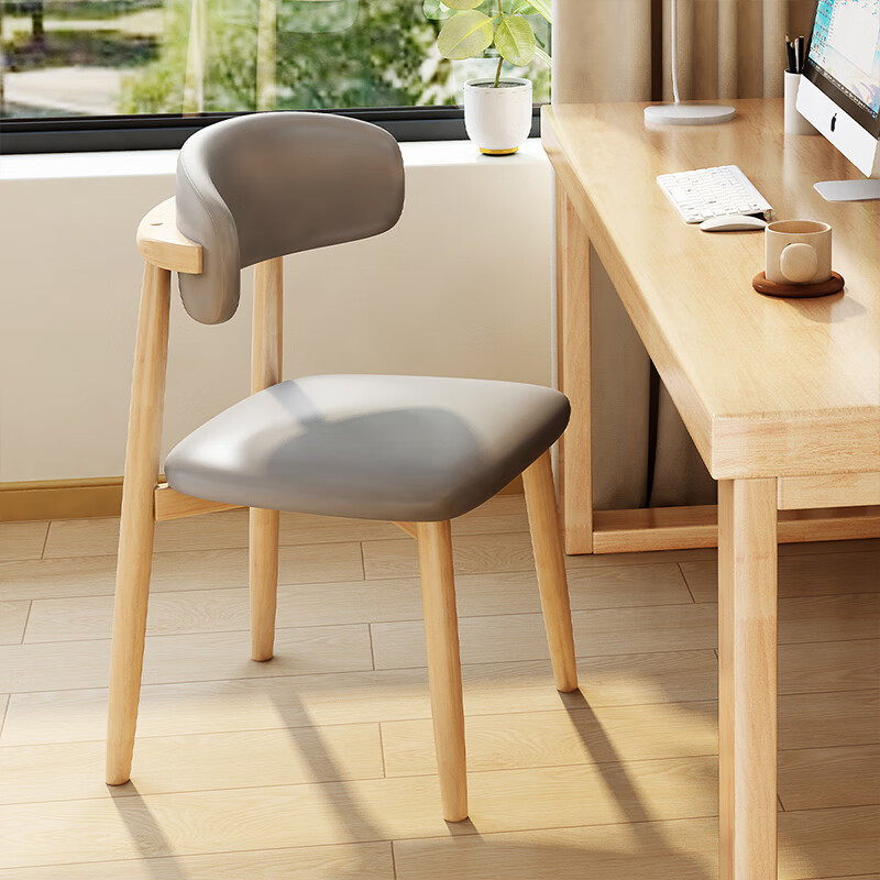Nordic dining chair, solid wood, home use, modern minimalist, linen craft backrest chair, leisure chair, armchair sofa chair, negotiation chair