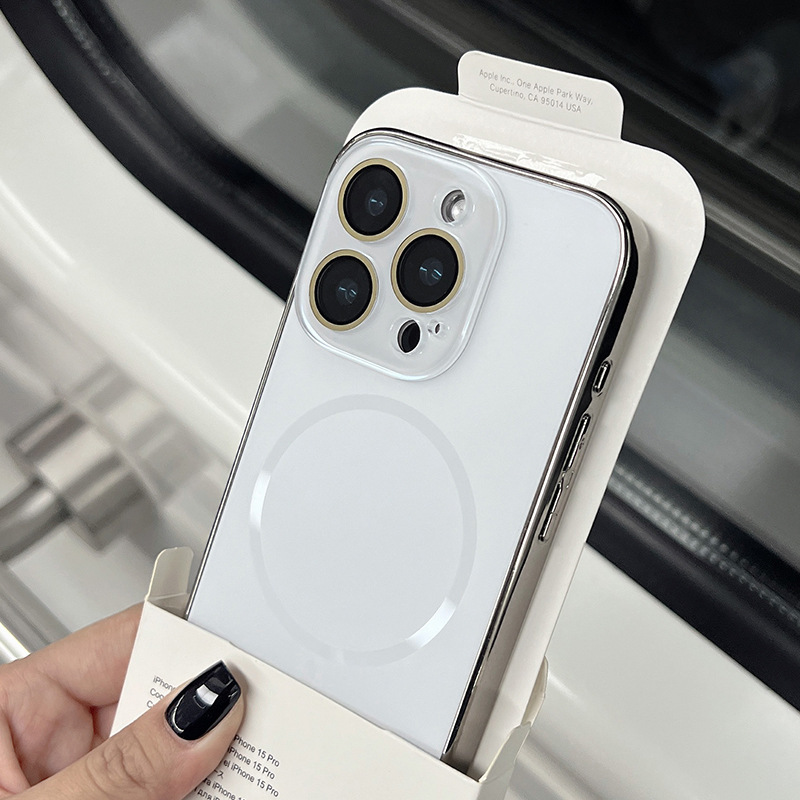 iPhone17電気メッキAGマット細円磁気吸着携帯電話ケース、Apple 16promax高級感レンズフィルムに適用|undefined