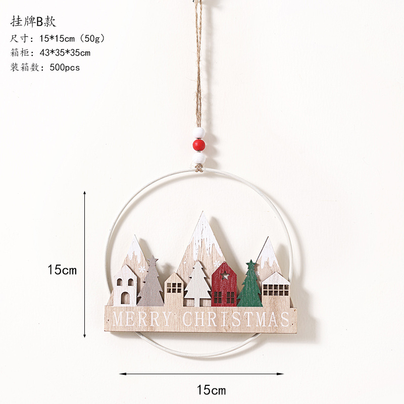 Ins madera tarjeta de bienvenida Inglés Feliz Navidad tarjeta de letras Navidad árbol de Navidad decoración creativa colgante colgante