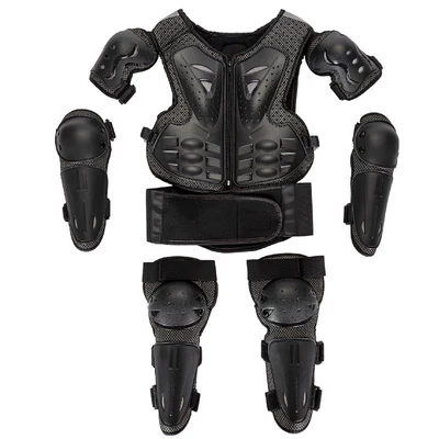 ZOMBIES RACING series Children's armor set children's motocross protective set children's armor (Motorcycle Safety Supplies) - black-all-yards
