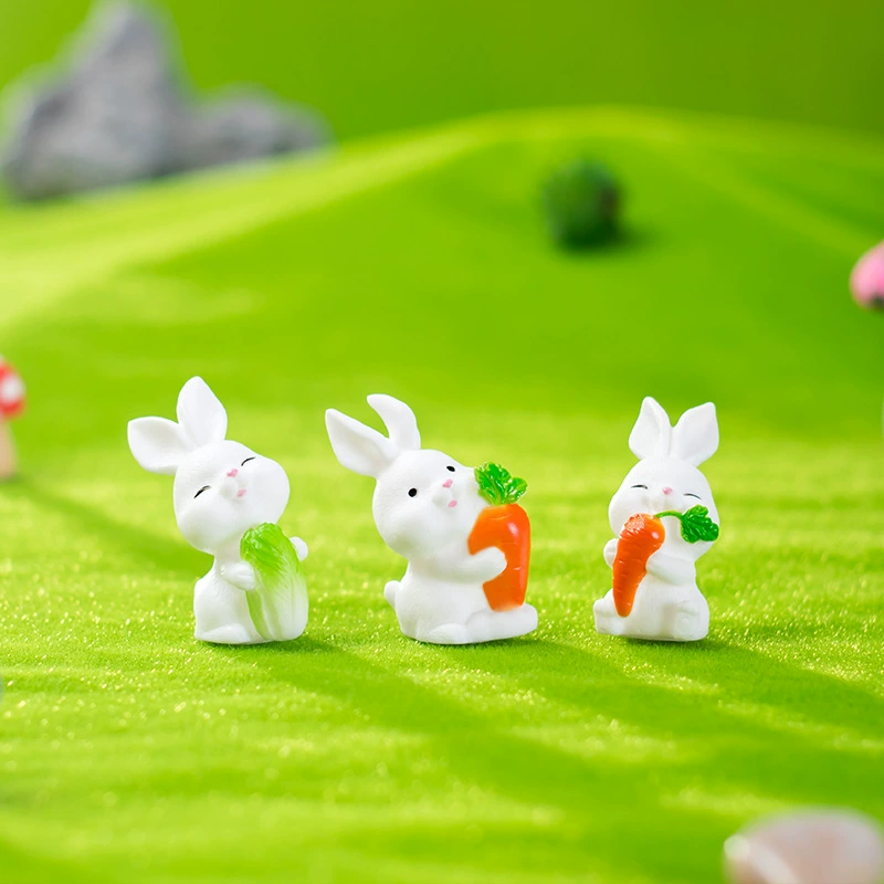 3 вида белых кроликов в горшках с зелеными растениями, микроландшафт в пасторальном стиле, украшения для офиса и дома, декоративные фигурки