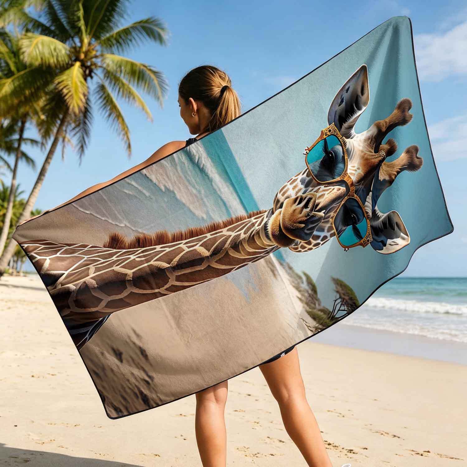 Printed bath towel and car seat cover 2-in-1, ultra-fine fiber outdoor beach and car dual-use universal seat cushion