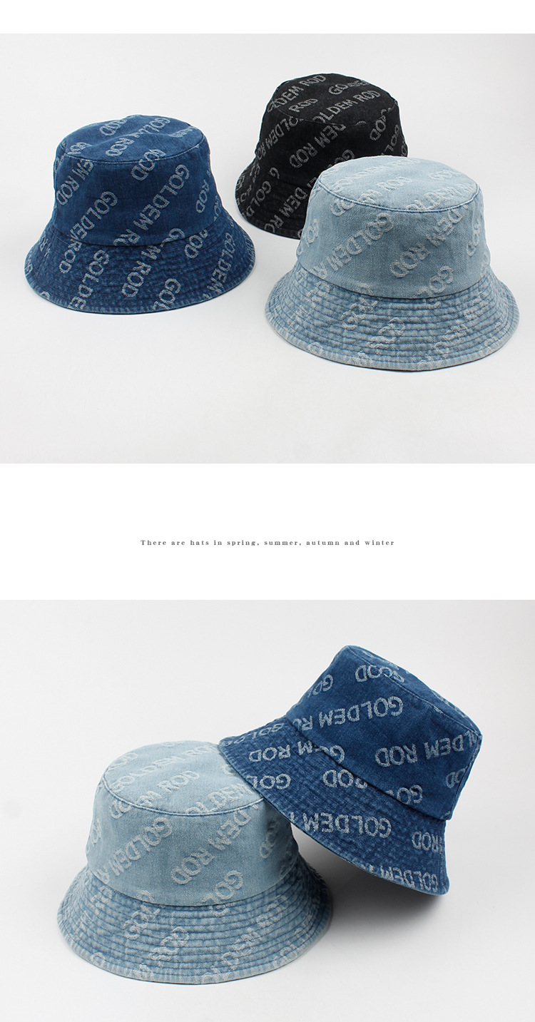 Sombrero De Pescador De Protección Solar De Ala Corta Con Letra De Vaquero Coreano display picture 3