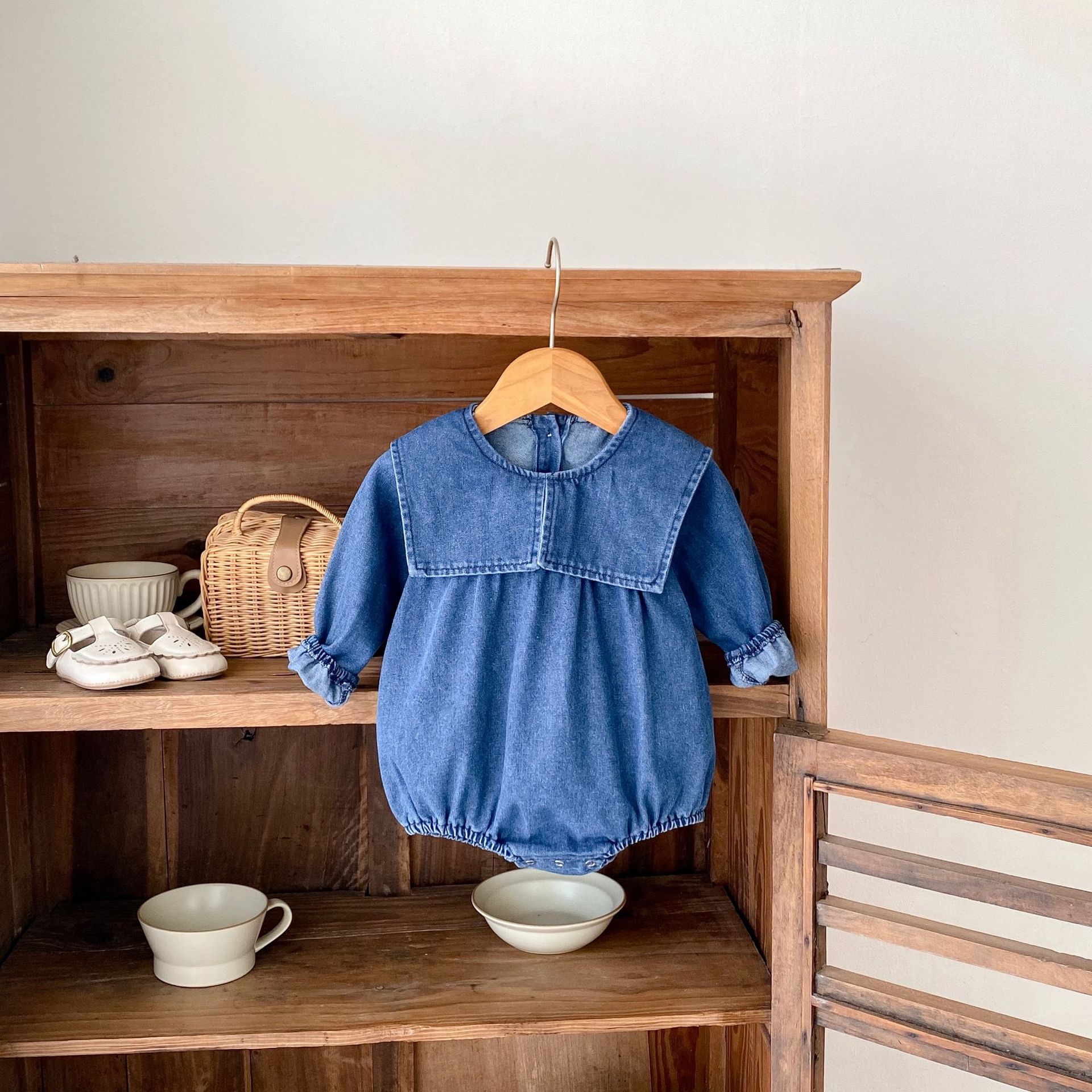 Jesenske kavbojke za dojenčke Ins2024, sestre, ljubke, nosijo velike reverje in krilo_voghion.com