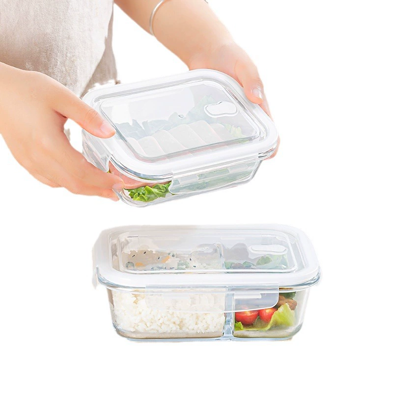Lunch box, rectangular round glass glass bowl for home use