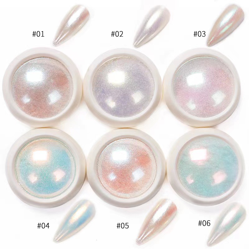 Transfronterizo nueva celebridad en línea sólido Moonlight Aurora polvo Super Flash espejo harina hielo transparente espejo mágico polvo de uñas polarizado brillo polvo