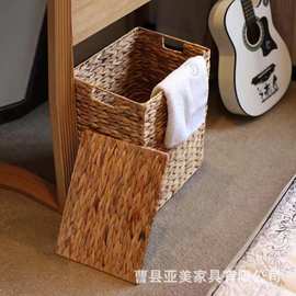 北欧风水葫芦草编织脏衣篮家居卧室衣物整理筐带盖儿童玩具储物篮