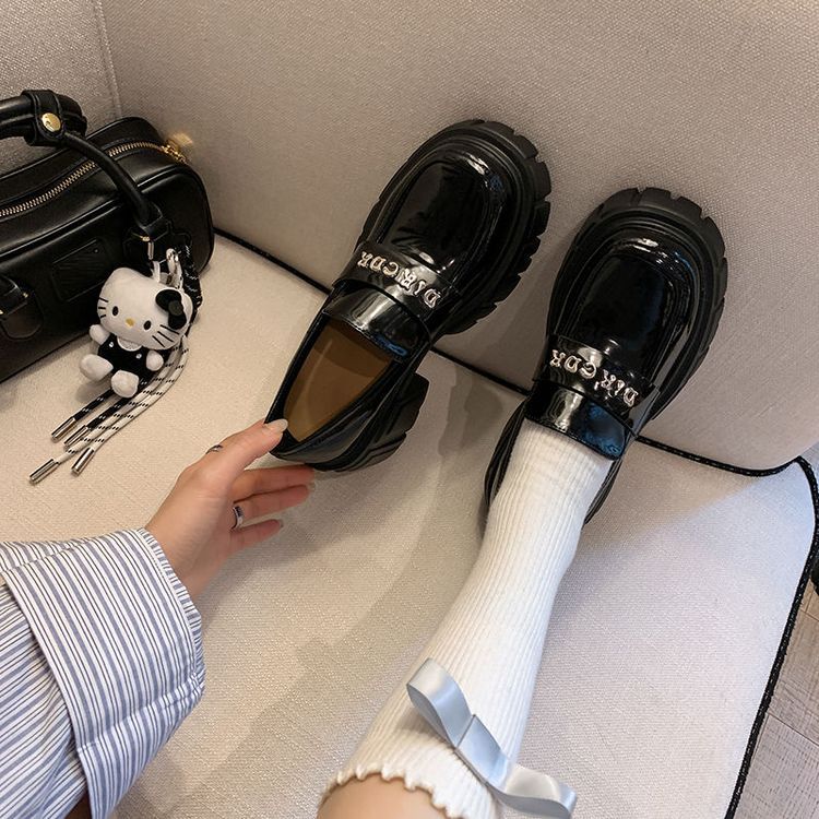Giày da nữ mũi tròn siêu cao gót đế bánh mì phong cách casual — Màu đen, Màu đỏ rượu, Màu trắng chi tiết 26