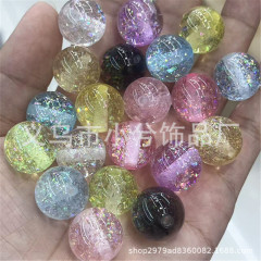 新款16mm彩箔亮闪直孔珠diy饰品手机链串珠笔钥匙扣包链配件
