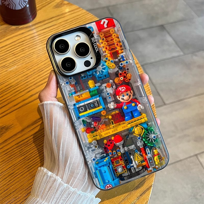 Apple 16/15Pro 携帯電話ケース メカニカルマリオ iPhone14promax 漫画男性と女性 13 ハードケースに適しています。|undefined