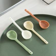 日式长柄陶瓷勺子家用喝汤小汤匙创意哑光调羹吃饭勺高颜值甜品勺