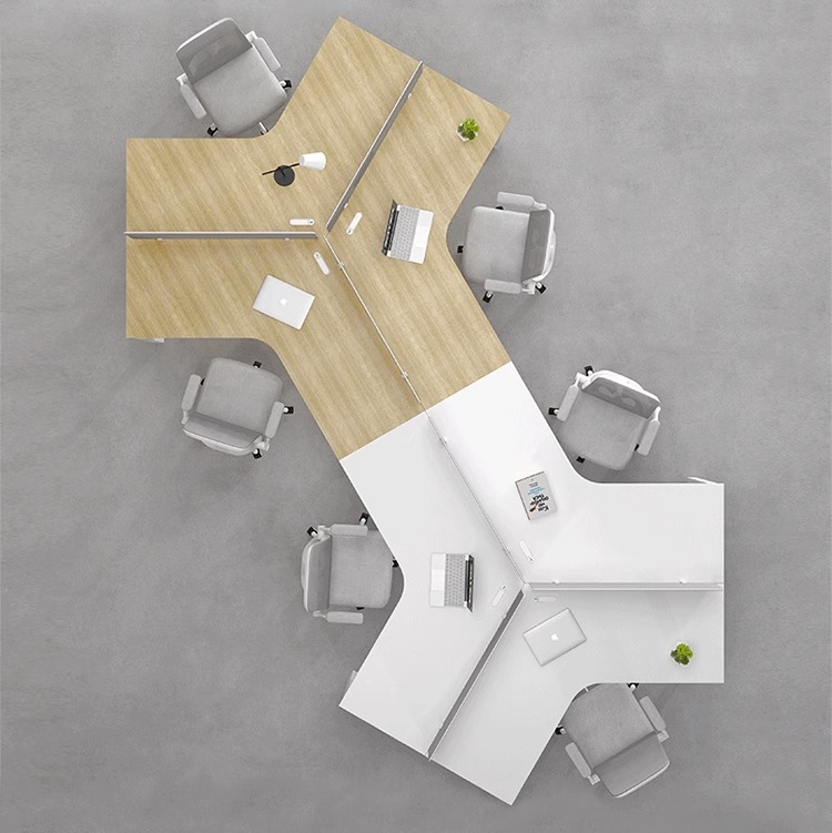 Creative Alien Staff Desk Chair Set 3/6/8 Employee Desk Six-Person Position Curved Office Multi-Workstation