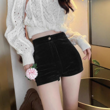 灯芯绒短裤女2025秋冬新款高腰显瘦直筒紧身时尚韩版小个子短裤子