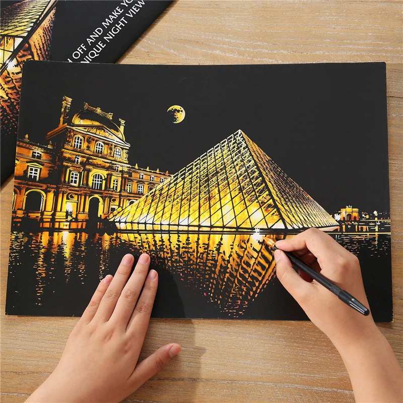Scratch-Off Night Scenery Painting (Color ③) — 40.5×28.5 cm Adult DIY Art Kit