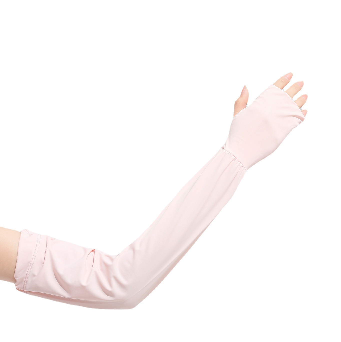 Protector solar Mangas de hielo Guantes de verano con fugas de dedo Protector de brazo de seda de hielo más largo para deportes de ciclismo al aire libre Protector solar Mangas de hielo