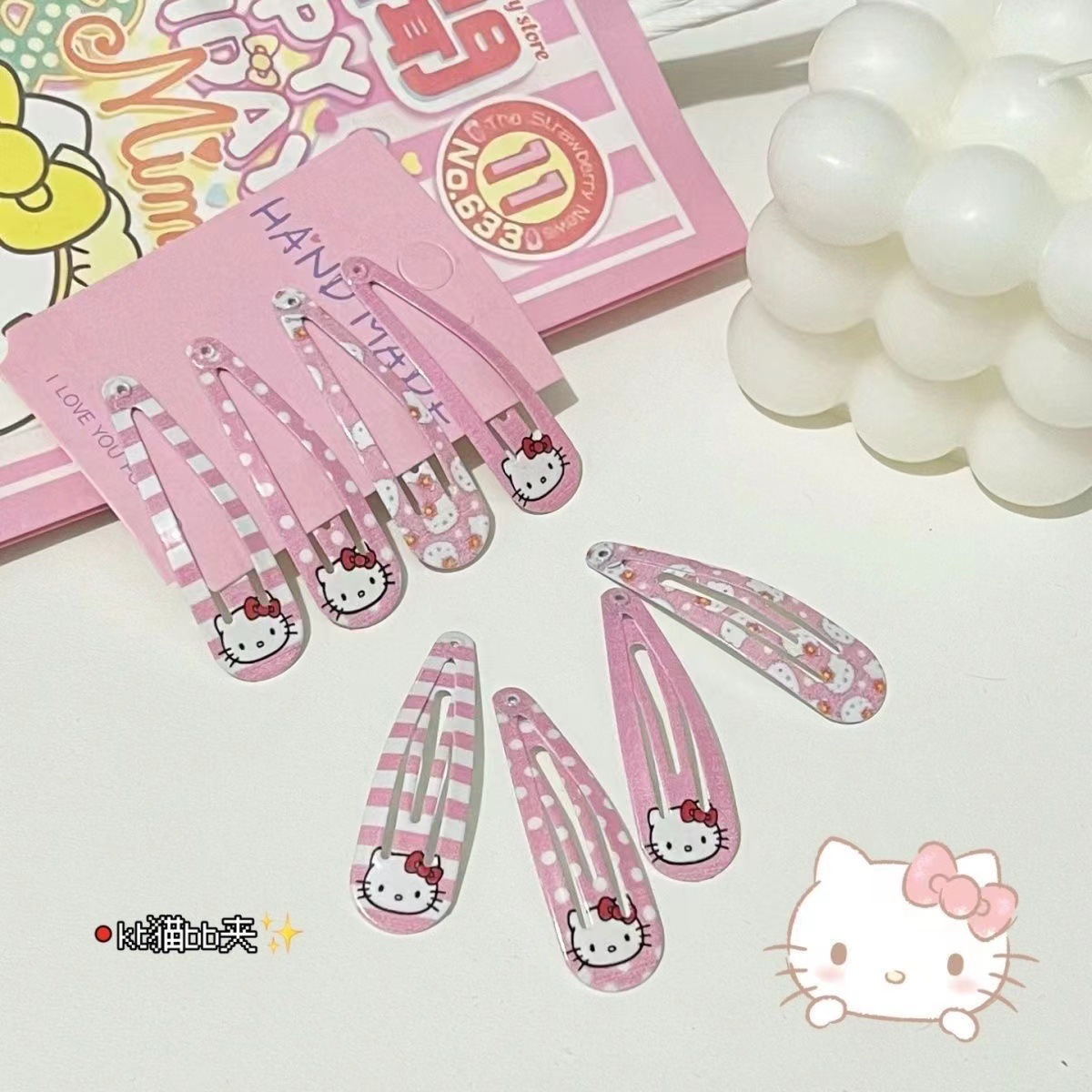 Clipper de pelo lindo gato KTbb japonés dulce estudiante chica Liuhe clipper de dibujos animados universal tocado de mujer un yuan