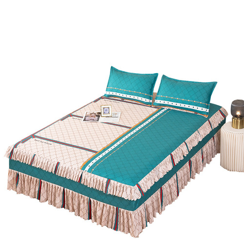 Korean-style bed skirt and cover single piece princess style bed skirt, bed cover, bed sheet, non-pilling, non-shrinking, simple design for double use, 1.8 meters