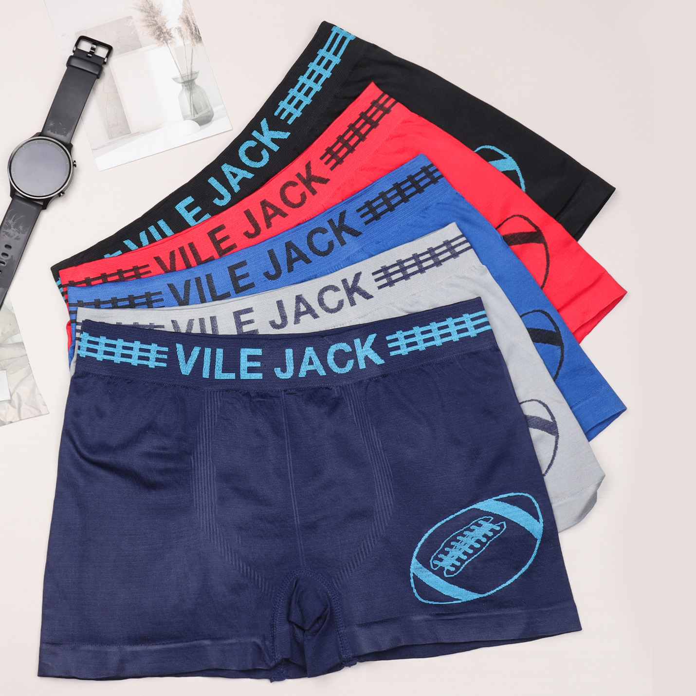 Calzoncillos para jóvenes Calzoncillos bóxer con estampado de rugby de secado rápido deportivo Calzoncillos cortos suaves y transpirables de cintura media Calzoncillos bóxer