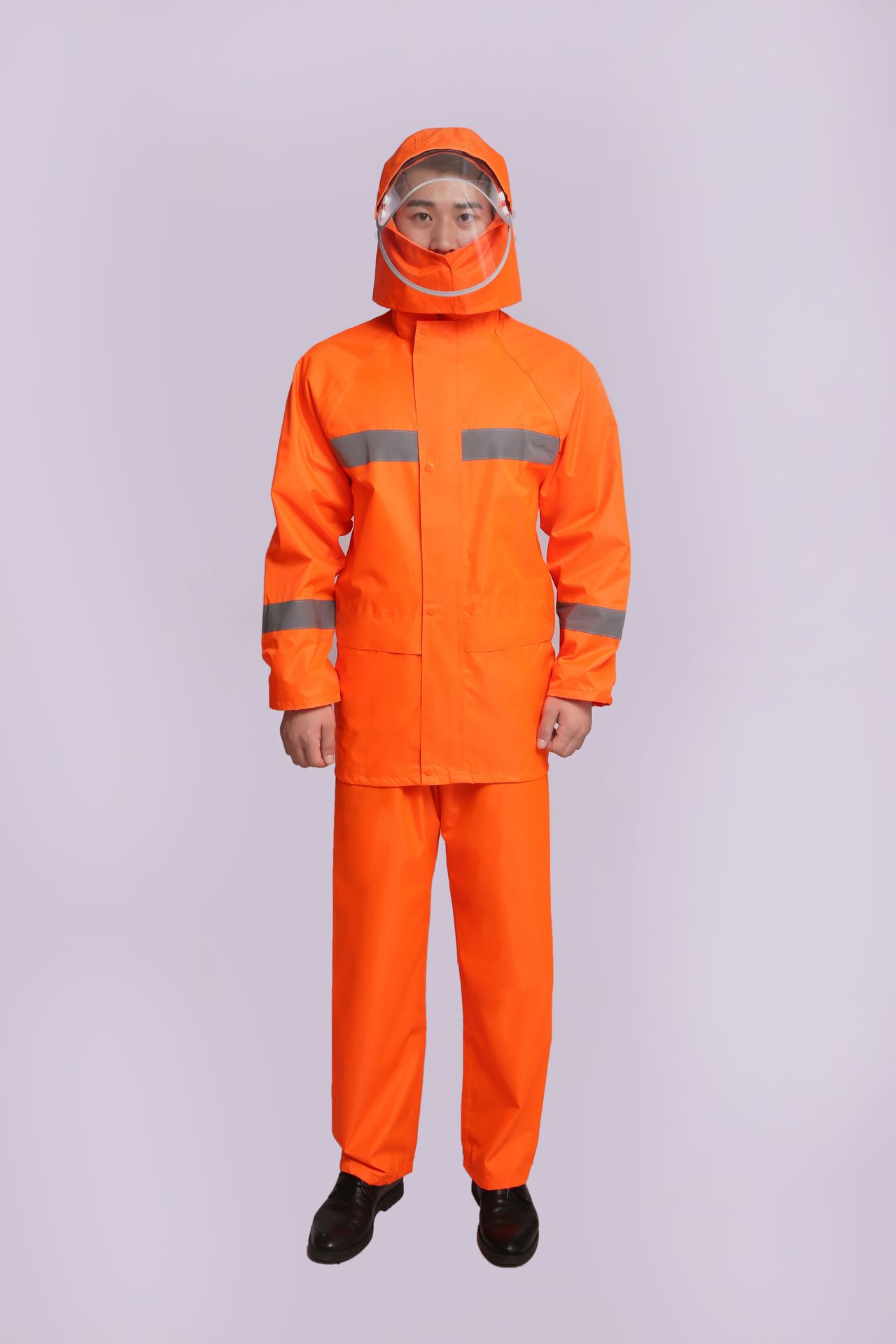 Conjunto de impermeable y pantalones de lluvia fluorescentes verdes al por mayor para servicios de saneamiento y tráfico, patrullaje de seguridad, protección de rescate, impermeables y gruesos.