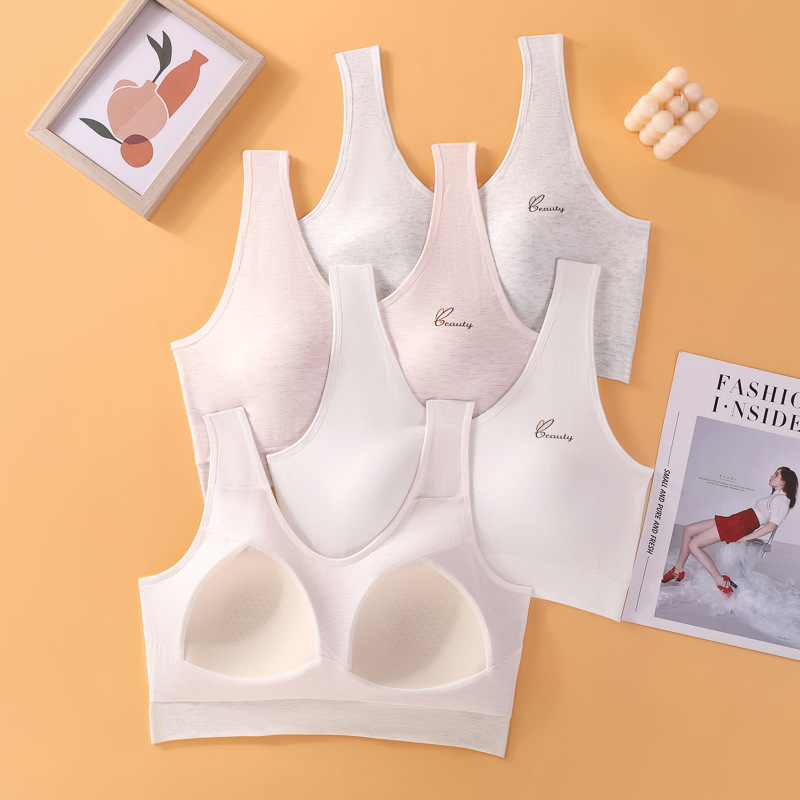 Modal Color Cotton Fixed Cup Girls' Developmental Underwear Women's Bra Senior high school Junior High School Students Elastic Sports Vest Modal Color Cotton Fixed Cup Girls' Developmental Underwear Women's Bra Senior high school Junior High School Students Elastic Sports Vest