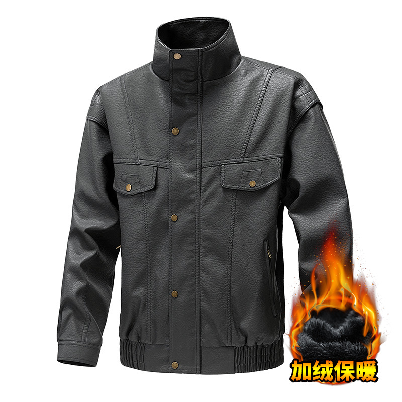 Color sólido transfronterizo retro americano con chaqueta de terciopelo de moda locomotora a prueba de viento guapo y delgado chaqueta de hombre