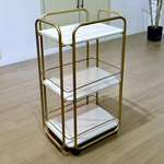 移动小推车落地多层置物架整理收纳五金工艺大理石面板带轮收纳架