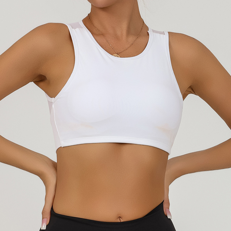 Deportes de acondicionamiento chaleco de mujer con cojín de pecho elástico transpirable red de acondicionamiento chaleco de acondicionamiento transfronterizo blusa de secado rápido bra