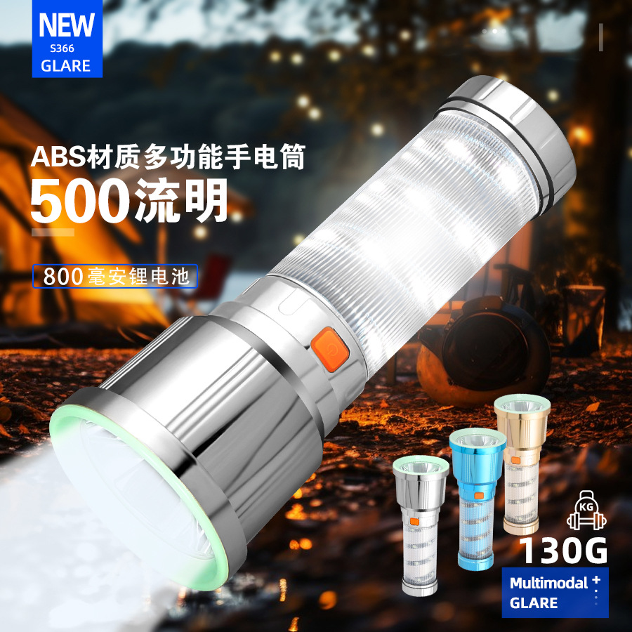 Nuevo cross-border linterna de luz luminosa multifuncional lámpara de camping multifuncional tipo C linterna LED recargable