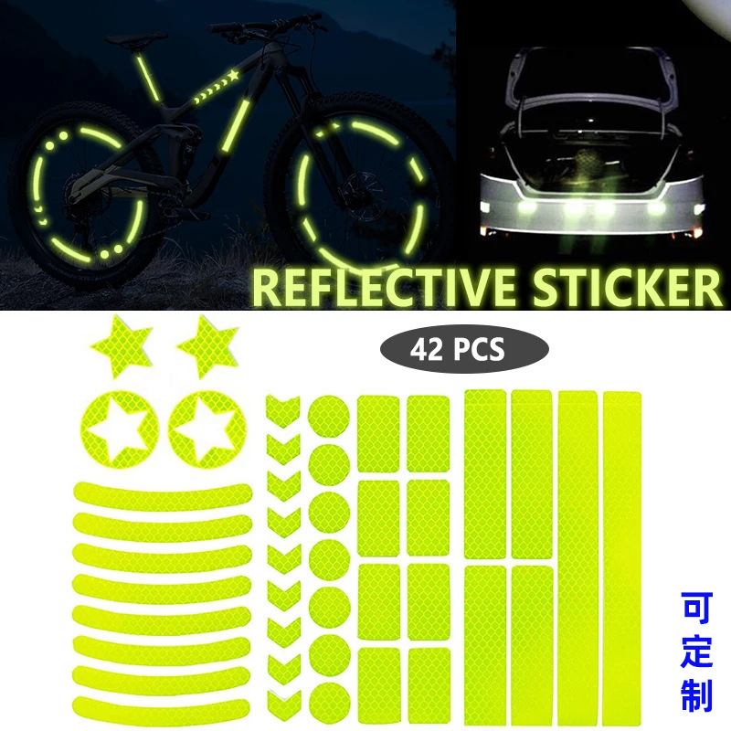 Bicycle Motorcycle Fluorescence Warning Reflective Sticker Car Helmet Safety Reflective Label Warning Strip_voghion.com