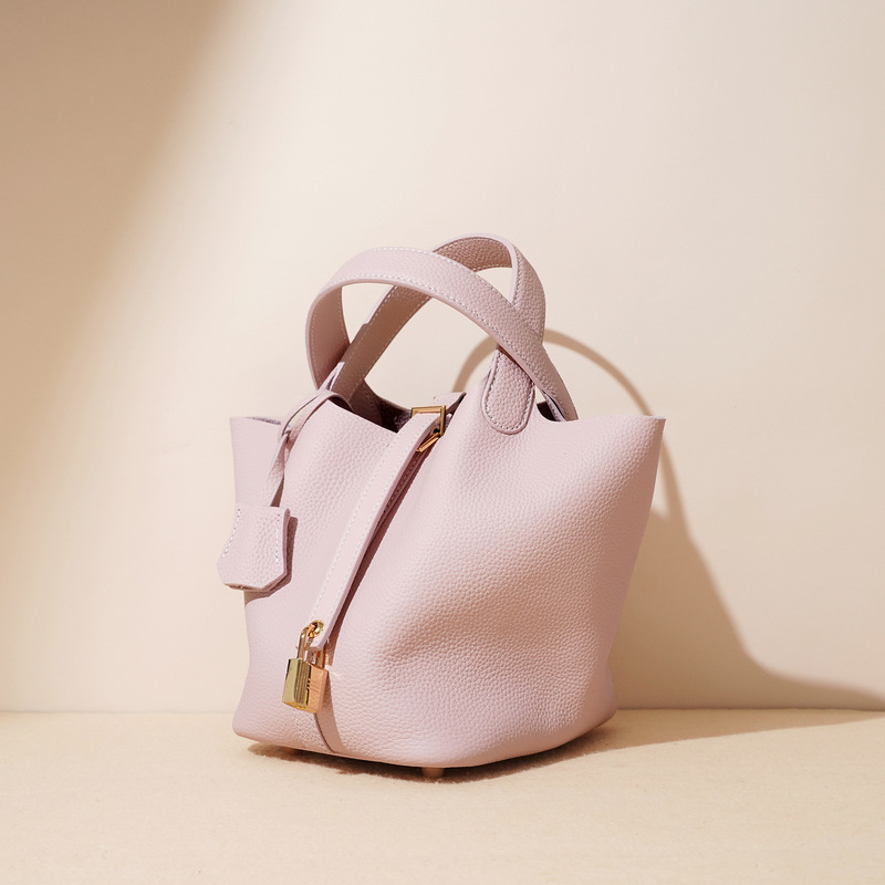 2022 Niche Design Vegetable Basket Bag First Layer Cowhide Genuine Leather Satchel Fashion Trendy Large Capacity Bucket Bag