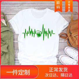 欧美女装女性卡通甜蜜爱情短袖短袖T恤女T-shirt