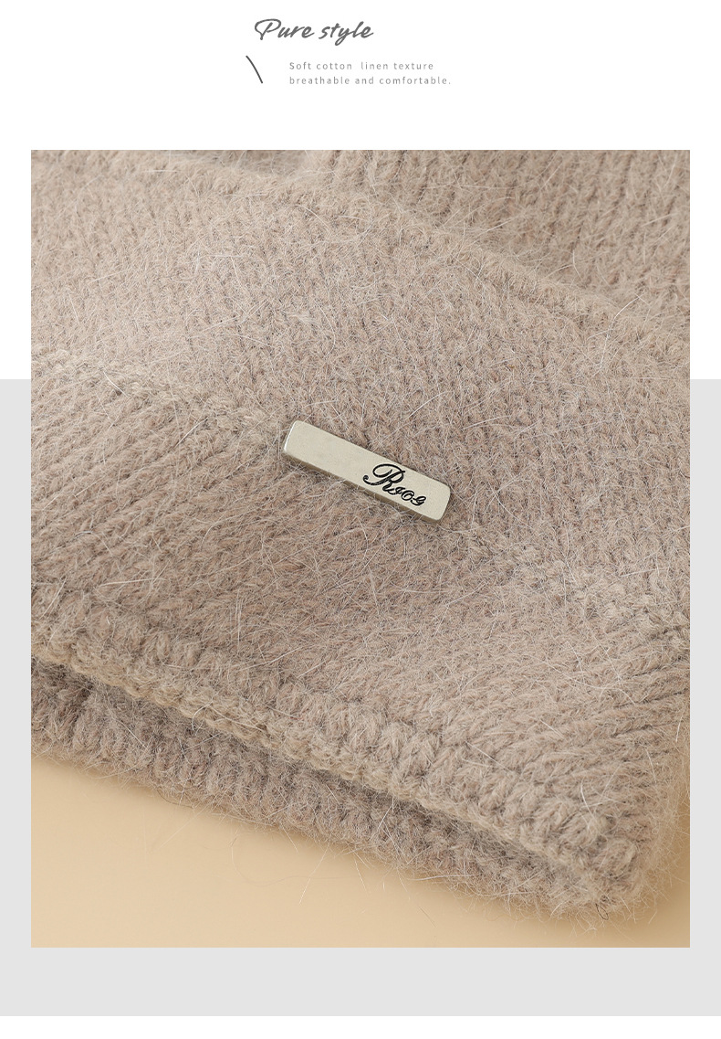 Japanse stijl voor vrouwen, herfst en winter, veelzijdige, dikke, warme, koudebestendige gebreide muts, afslankend voor het gezicht en de oren_voghion.com
