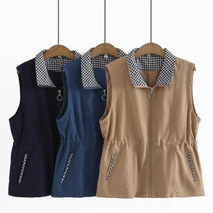 Large size vest women 200kg salt wear 2022 Autumn New drawstring waist casual sleeveless waistcoat