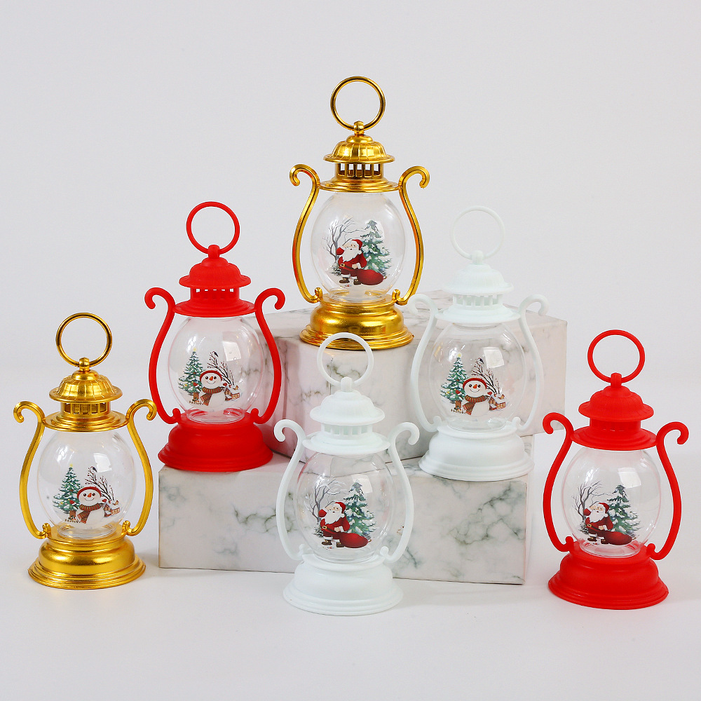 圣诞节装饰品复古手提小油灯LED蜡烛小夜灯跨境圣诞礼品摆件道具详情2