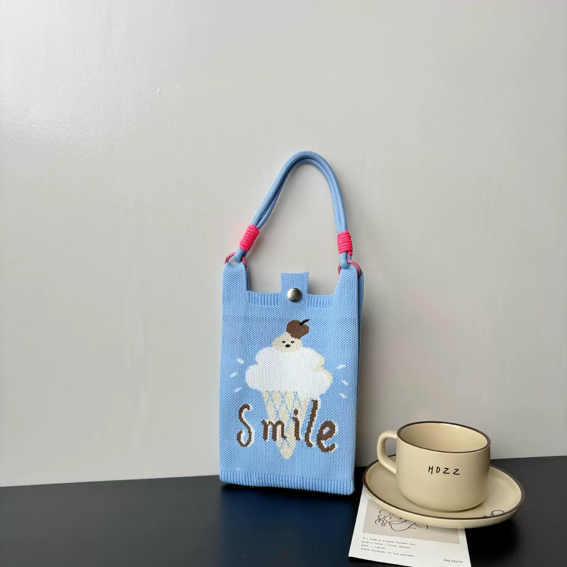 Cartoon knitted one-shoulder bag, shoulder bag