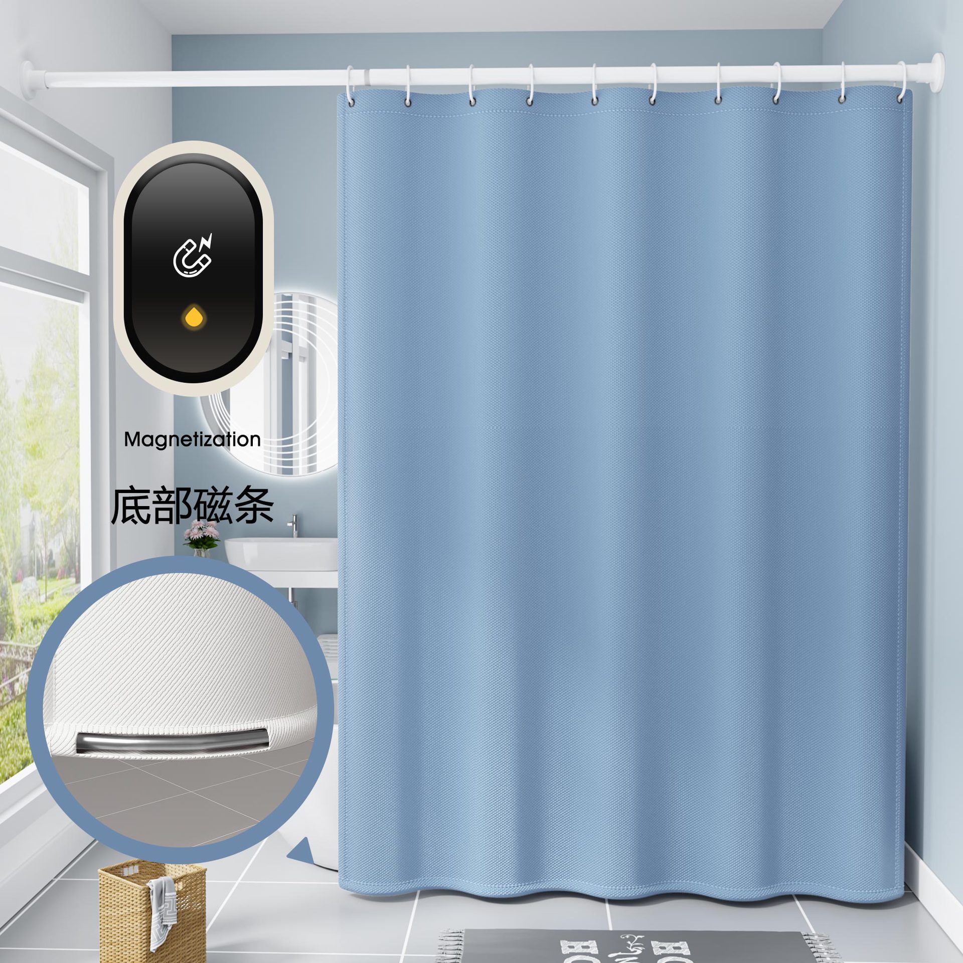 Transfronterizo de poliéster cortina de ducha de color sólido engrosada impermeable y a prueba de moho baño hotel partición cortina fabricante